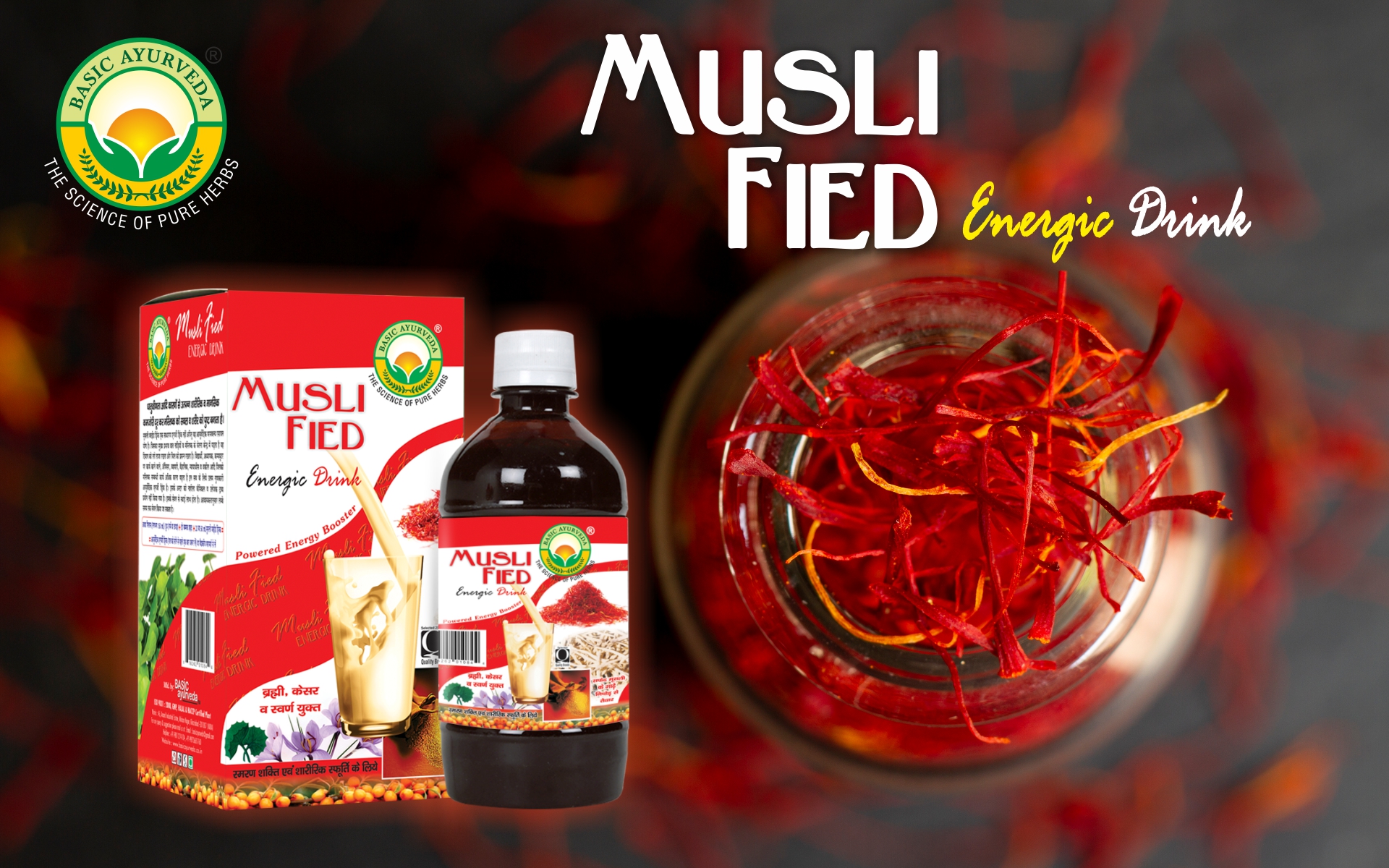 BASIC AYURVEDA Musli-Fied Energy Drink – 500ml | Herbal Blend for Vitality, Stamina & Overall Health
