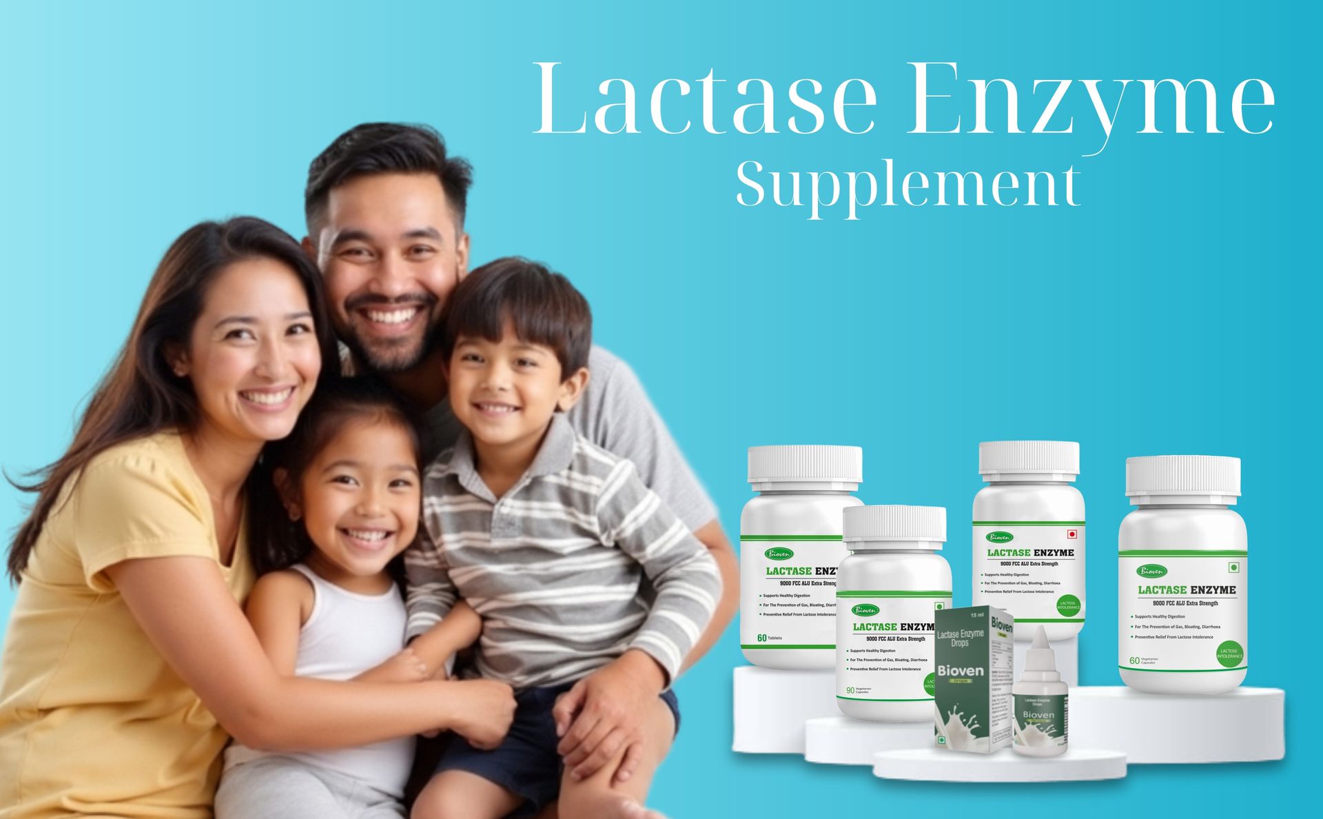 Lactase Enzyme 90 Vegetarian Capsules | 9000 FCC ALU | Extra Strength | Supports Lactose Digestion | Improves Daily Tolerance | Helps in Gas, Bloating, Diarrhoea | 90 Vegetarian Capsules