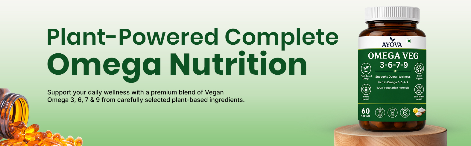 Veg Omega 3-6-7-9 Supplement | Plant Based Omega 3 Capsules | Flaxseed, Blackseed & Sea Buckthorn Oil | 1000mg Blend | 60 Veg Capsules