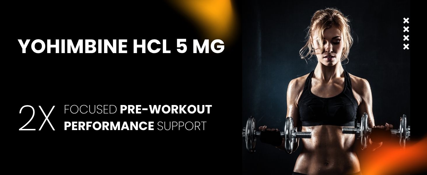 Yohimbine Hcl 5mg | Belly Fat Burner | Pre workout Supplement for Men and Women | Weight Loss Products | Pharmaceutical grade | 30 Capsules by VitaminHaat