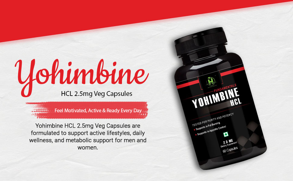 Healthy Nutrition Yohimbine HCL 2.5mg Veg Capsules | Botanical Extract Supplement for Men & Women | Active Lifestyle & Metabolic Support | 60 Capsules