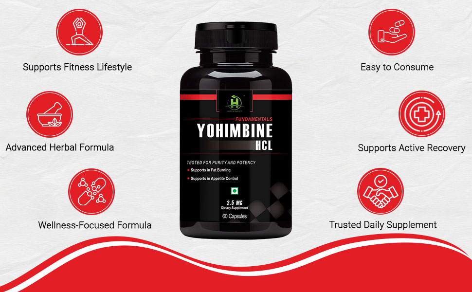 Healthy Nutrition Yohimbine HCL 2.5mg Veg Capsules | Botanical Extract Supplement for Men & Women | Active Lifestyle & Metabolic Support | 60 Capsules