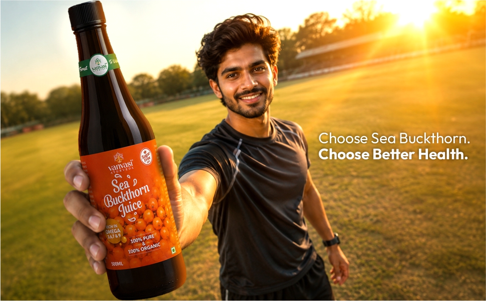 Sea Buckthorn Juice 500ml | Sugar Free Juice | Rich in Omega 3, 6, 7 & 9 | 98% Sea Buckthorn Pulp | Herbal Wellness Juice