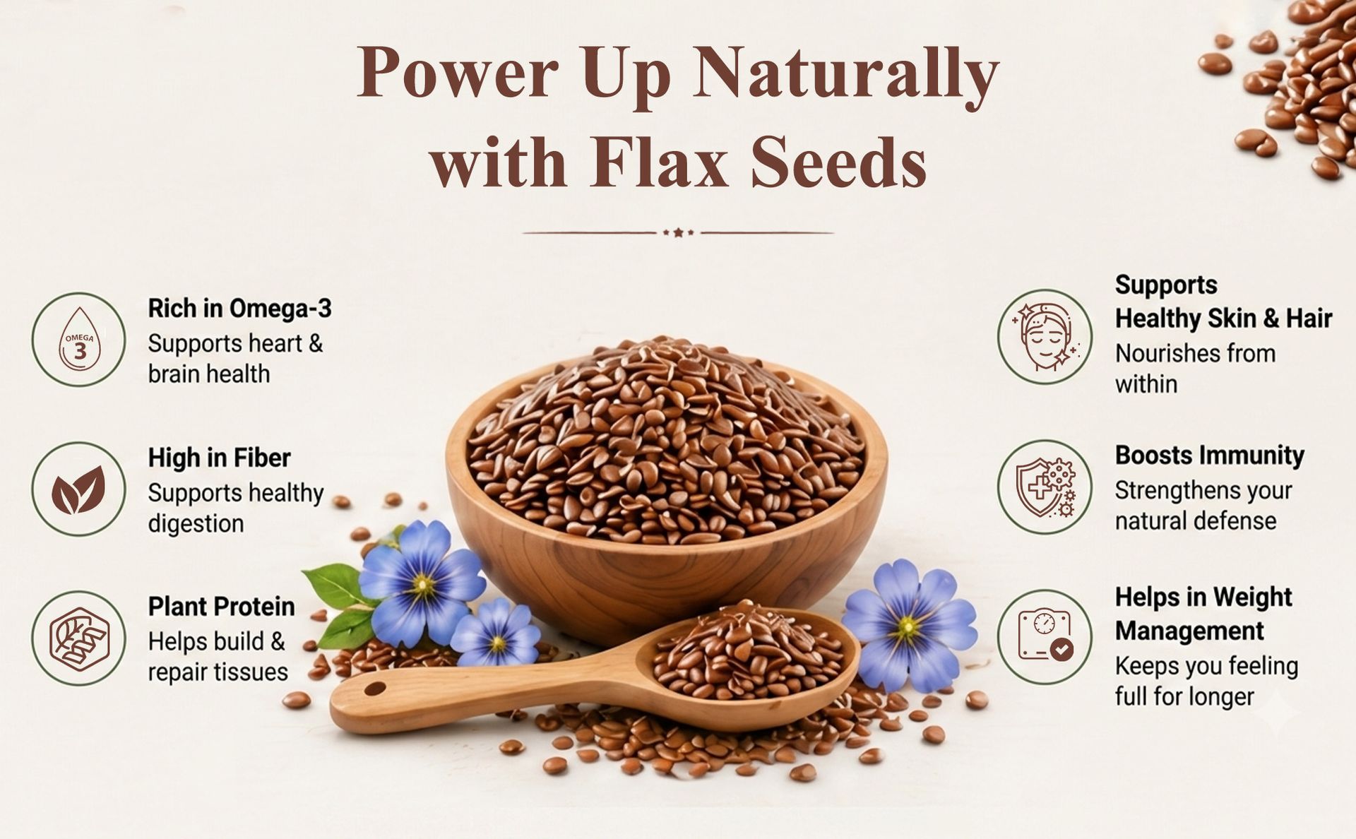 BEWON Flax Seeds | Alsi Seeds | Seeds for Hair Growth, Heart Health & Digestion | Source of Iron & Dietary Fibre | Rich in Protein (250g (Pack of 2))
