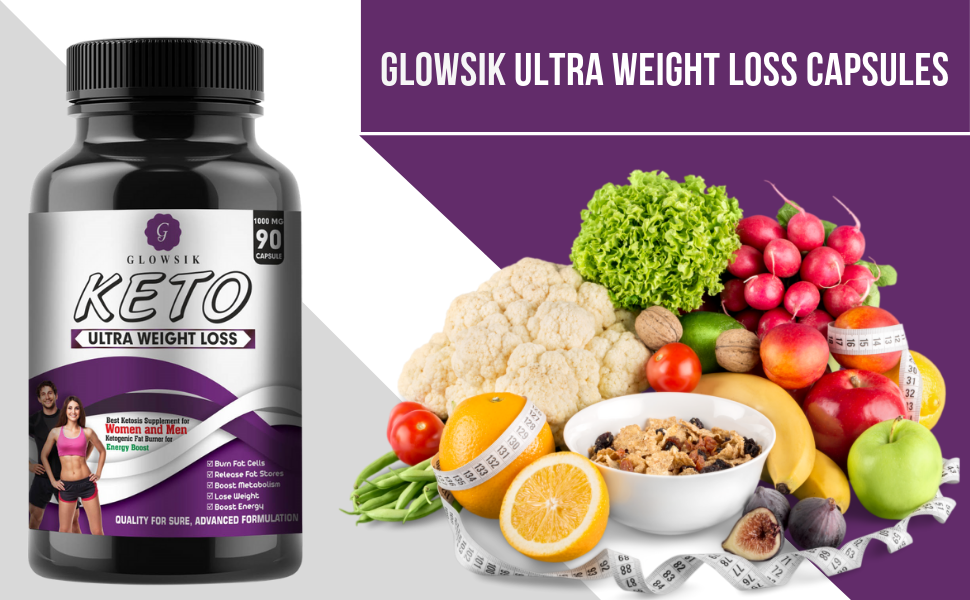 GLOWSIK Keto ultra weight loss fat burner Capsules with (Garcinia Cambogia + Green Tea + Green Coffee) Extract 1000Mg - 90 CAPSULES