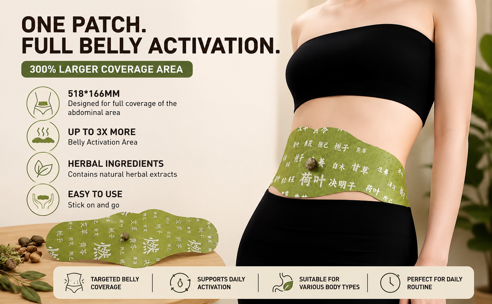 Balance Patch with Herbal Formula, Belly Button Patch for Daily Wellness & Abdominal Comfort, Skin Friendly Adhesive Herbal Waist Patch for Women, 5 Pcs Pack