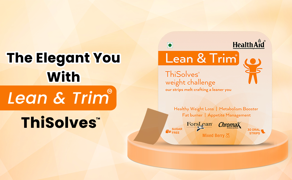 HealthAid® Lean & Trim™ ThiSolves™ Supplement for Men & Women | Supports Metabolism & Active Lifestyle | Sugar Free | Mixed Berry Flavor | 30 Oral Strips