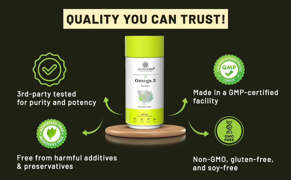 NUTRIHERBS Vegetarian Omega-3 Fatty Acids 800mg Capsule– Plant-Based DHA & EPA Supplement | Supports Heart, Brain, Joint, Eye & Skin Health | No Fish Oil | for Men & Women | 90 Capsules Pack of 2
