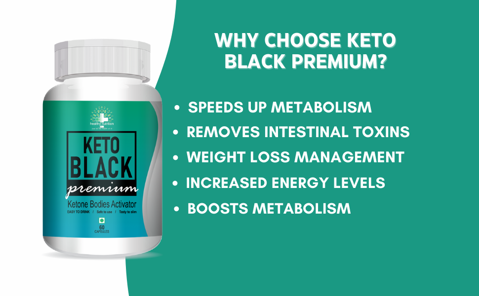 Healthy Nutrition - Just for the Health of it Keto Black, Ketone Bodies Activator, Supports Weight Management for Unisex with Garcinia Cambogia, Green Tea & Coffee Extract Veg 60 Capsules -Pack of 1