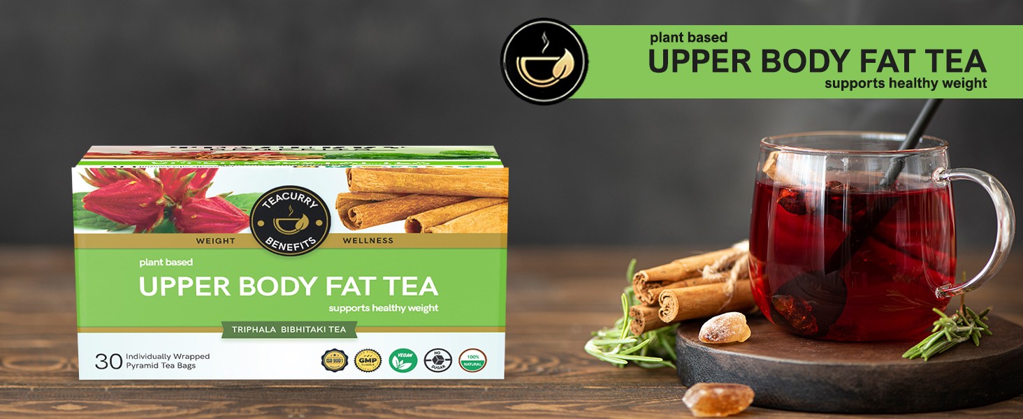 TEACURRY Upper Body Fat Burn Tea (1 Month Pack | 100 Grams + Infuser) - Helps lose weight fast of Chest, Shoulders, Neck and Arms Fat