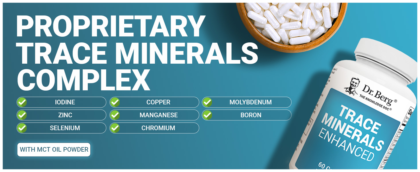 Dr. Berg Trace Minerals Enhanced | 100 mg Mineral Complex | 60 Capsules