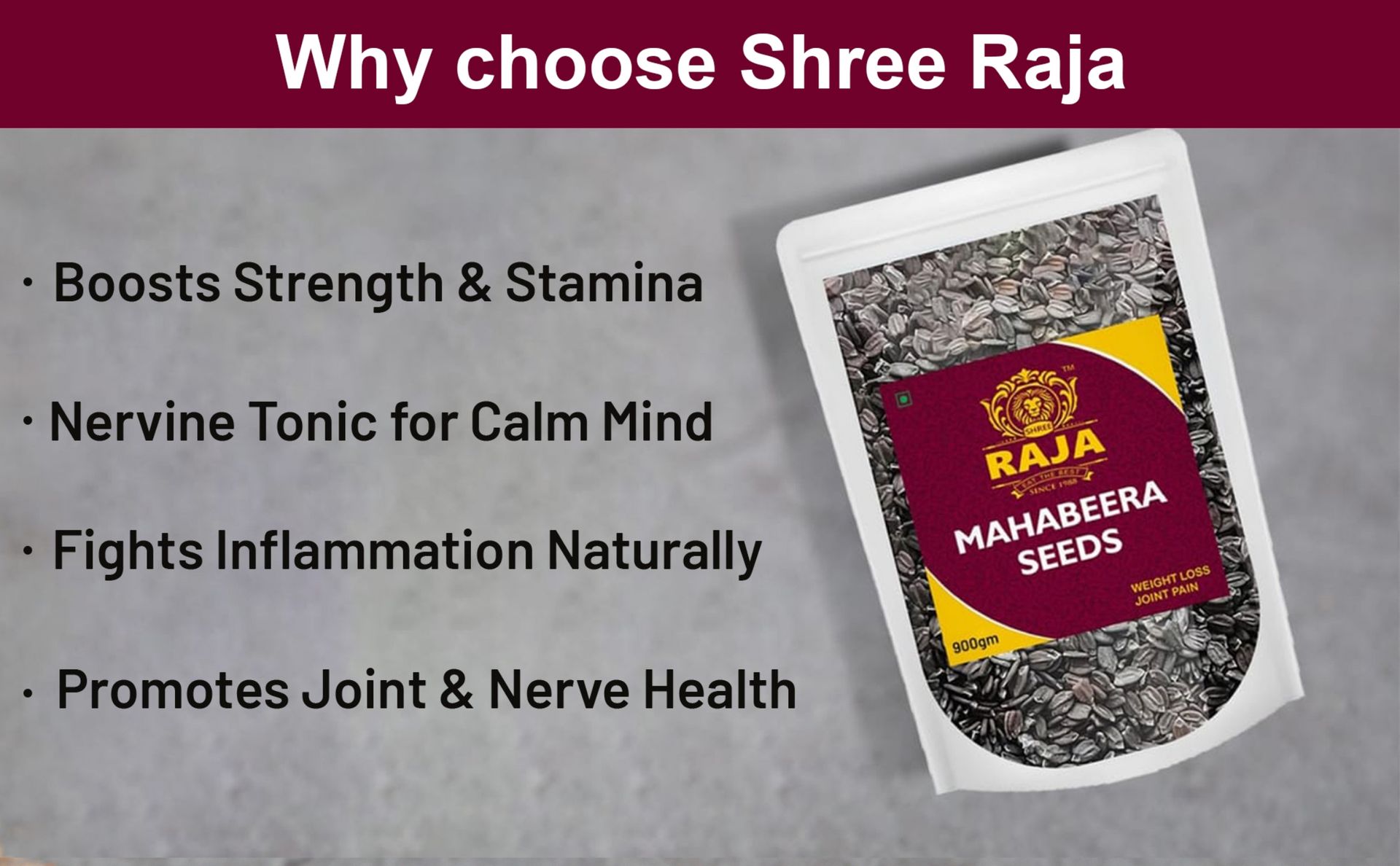 Shree Raja Mahabeera Seeds 900gm (Pack of 1) Natural Relief for Knee Pain and Joint Wellness Premium Mahabeera Seeds for Knee Pain Relief, Bone Health for Daily Use