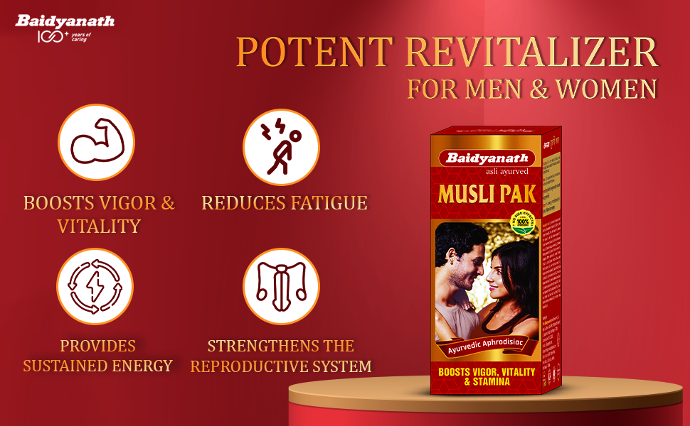 Baidyanath Red Musli Pak - Made With Pure Safed Musli For Strength And Vitality - 250G Powder