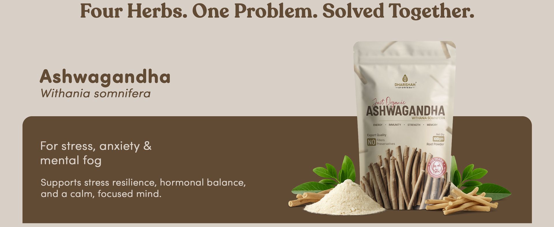Dharishah Ayurveda Josh Combo Ashwagandha Shatavari Kaunch Beej Safed Musli