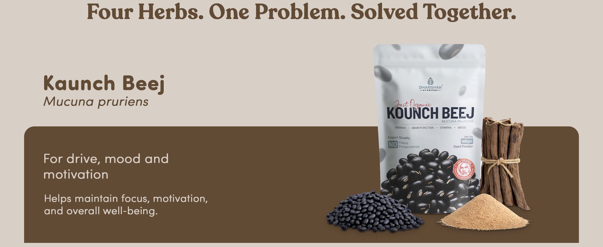 Dharishah Ayurveda Josh Combo Ashwagandha Shatavari Kaunch Beej Safed Musli