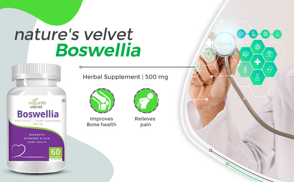Natures Velvet Lifecare Boswellia Serrata Pure Extract 500 mg, 60 Veggie Capsules - Pack of 1