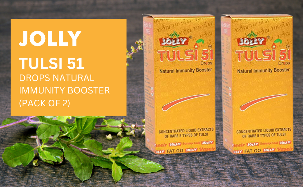 Jolly Tulsi 51 Drops Natural Immunity Booster (Light Gold)- 30 ml - Pack of 2