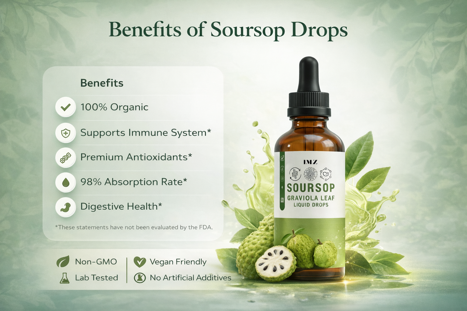 Soursop Bitters Liquid Drop | Graviola leaf | Hanuman Phal Laxman for Cell Support, Immune System and Gut Health Support, Soursop Liquid | 50 ml by IMZ