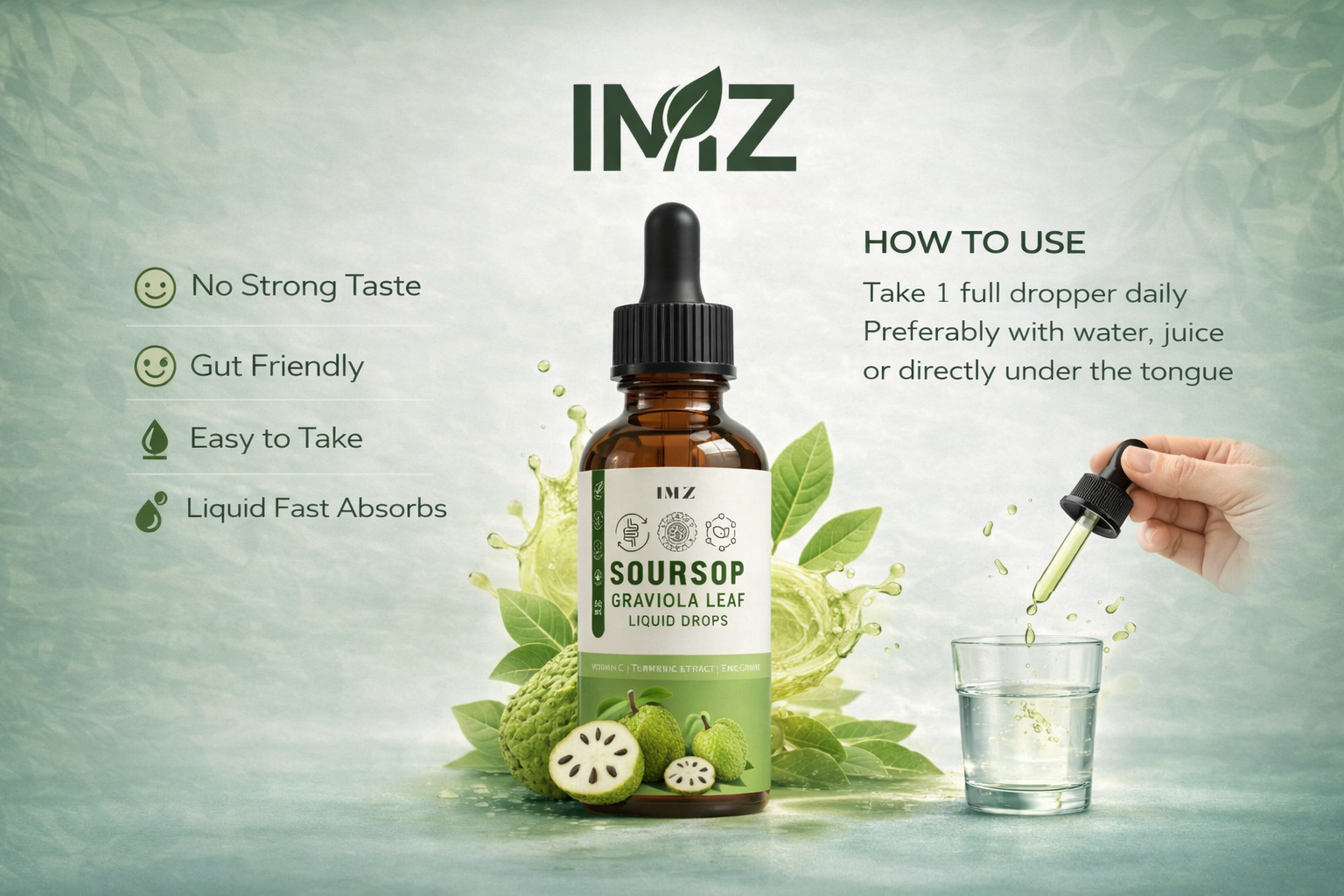 Soursop Bitters Liquid Drop | Graviola leaf | Hanuman Phal Laxman for Cell Support, Immune System and Gut Health Support, Soursop Liquid | 50 ml by IMZ
