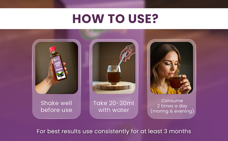 Nutriorg Jamun Juice | 500 ml | Pure Jamun Juice for Diabetes Care | Controls Blood Sugar Levels | Blood Purification | No Added Sugar, Preservatives, or Colors