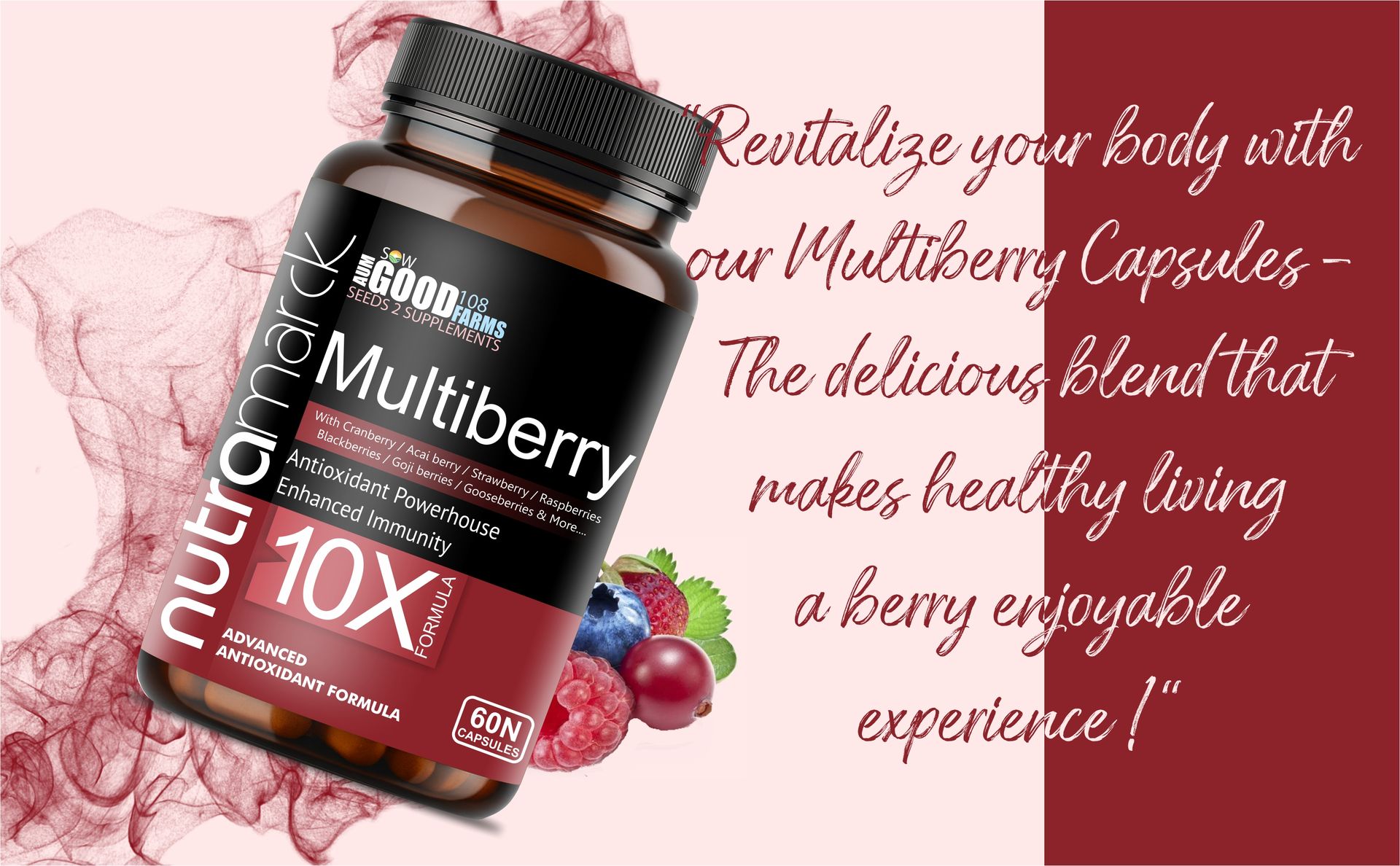 Multiberry 10X Capsules | Potent Blend of 24 Berries & Herbs for Overall Wellness | Super Antioxidant | Immunity Booster | (60 Count (Pack of 1))