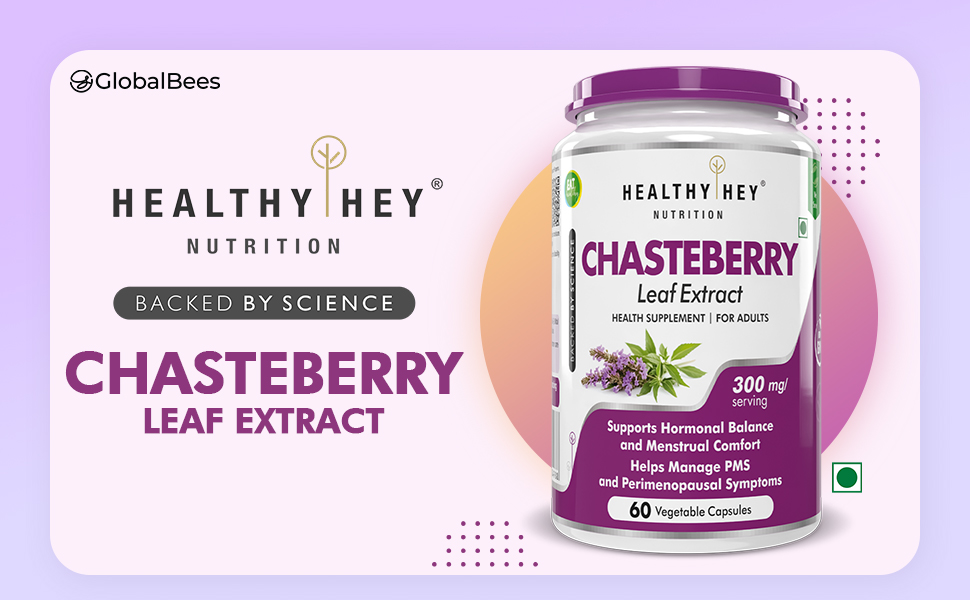 HealthyHey Nutrition Chasteberry Leaf Extract - 300mg per serving - 60 Vegetable Capsules