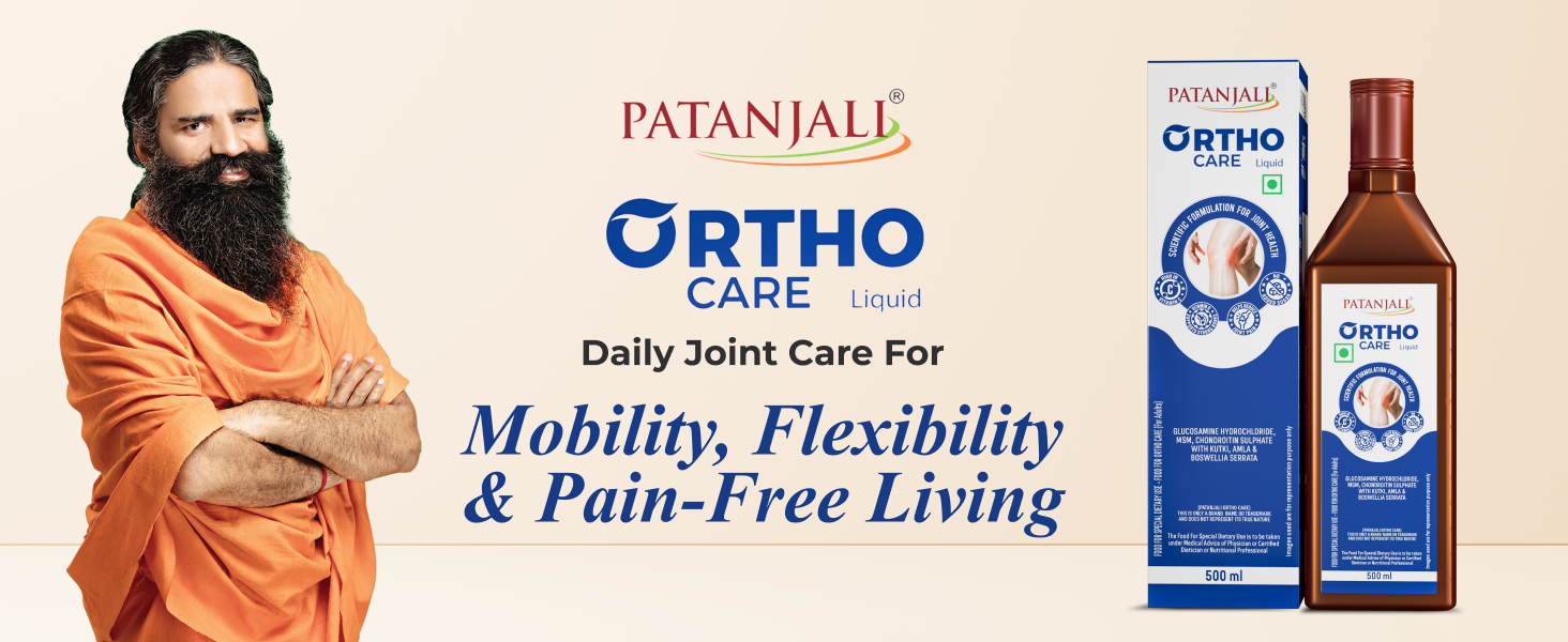 Patanjali Orthocare Liquid | Ayurvedic Joint Support Supplement | With Glucosamine, MSM, Boswellia & Vitamin D | Vegetarian | 500ml (Pack of 2)
