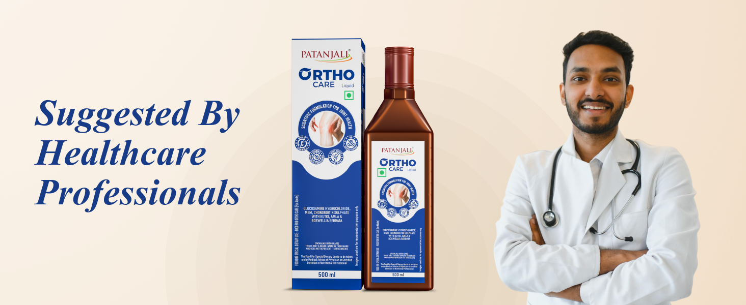 Patanjali Orthocare Liquid | Ayurvedic Joint Support Supplement | With Glucosamine, MSM, Boswellia & Vitamin D | Vegetarian | 500ml (Pack of 2)