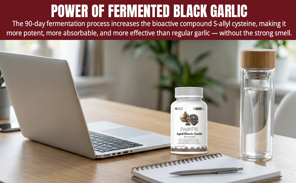 (LeeWell) Fermented Aged Black Garlic Supplement | S-Allylcysteine (SAC) Supplements, Antioxidant-Rich , Supports blood flow, Heart, Cholesterol Balance, Recovery, Cardiovascular Health - 60 Capsules