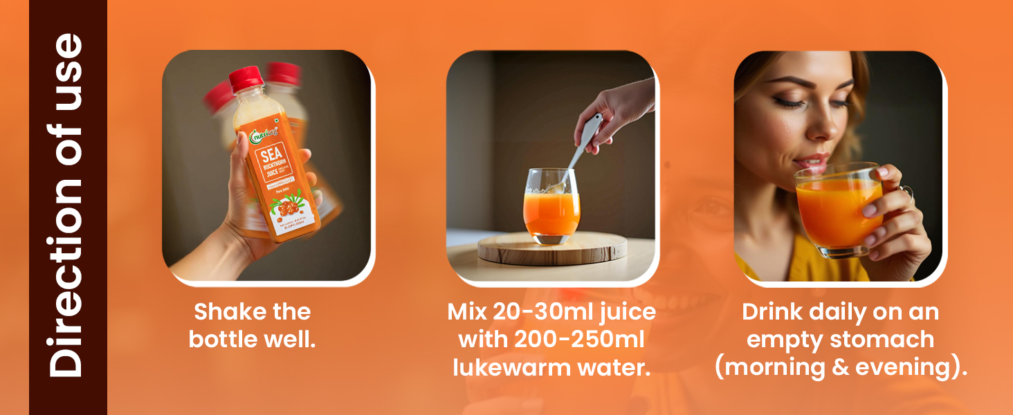 Nutriorg Pure Sea Buckthorn Juice Concentrate Pulp 1L (500ml*2) | Cold Pressed | 100% Himalayan Berry Pulp | Omega 3,6,7,9 & Vitamin C | Best for Immunity & Antioxidant Rich | Makes 50 Glasses | No Added Sugar & Colour