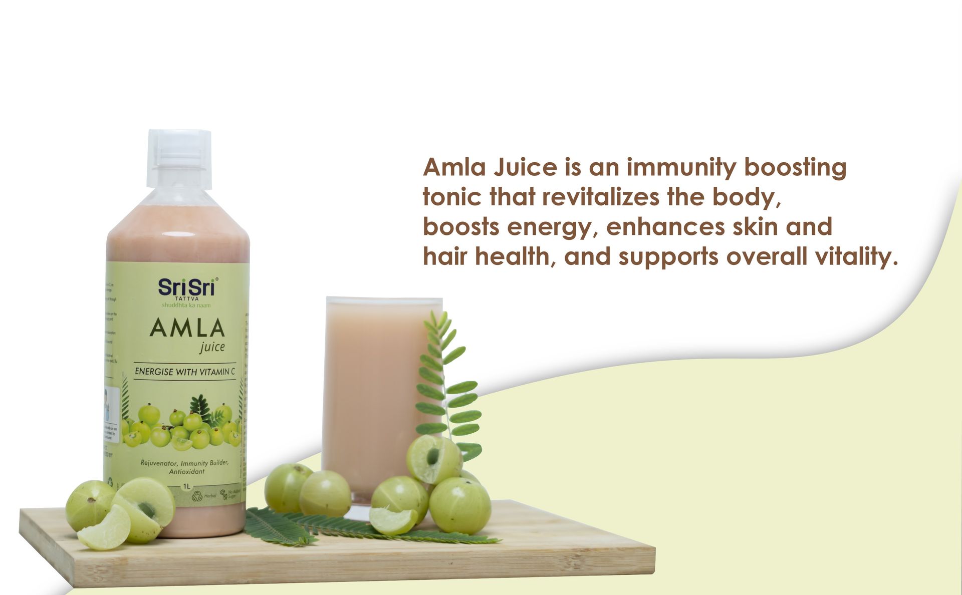 Sri Sri Tattva Shuddhta Ka Naam | Amla Juice | Herbal & Pure | Rich in Vitamin C | Naturally boosts Immunity | 1 L (Pack of 1)