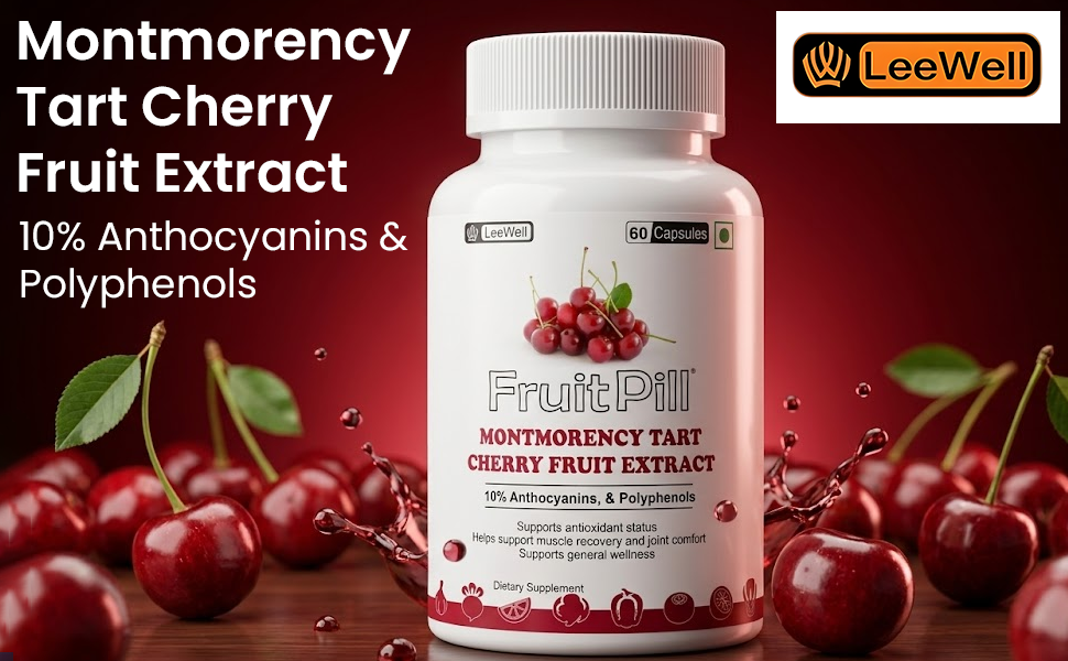 (LeeWell) Montmorency Tart Cherry Fruit Extract, 500mg,10% Anthocyanins and Polyphenols, 60 Capsules