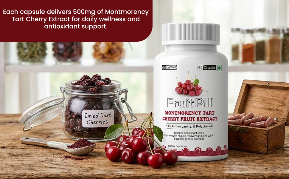 (LeeWell) Montmorency Tart Cherry Fruit Extract, 500mg,10% Anthocyanins and Polyphenols, 60 Capsules