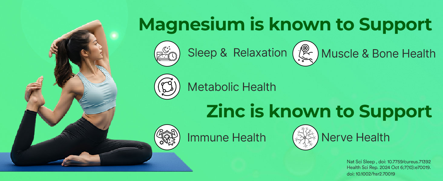 INLIFE Magnesium Glycinate 1100mg with Zinc Picolinate, 120 Veg Capsules