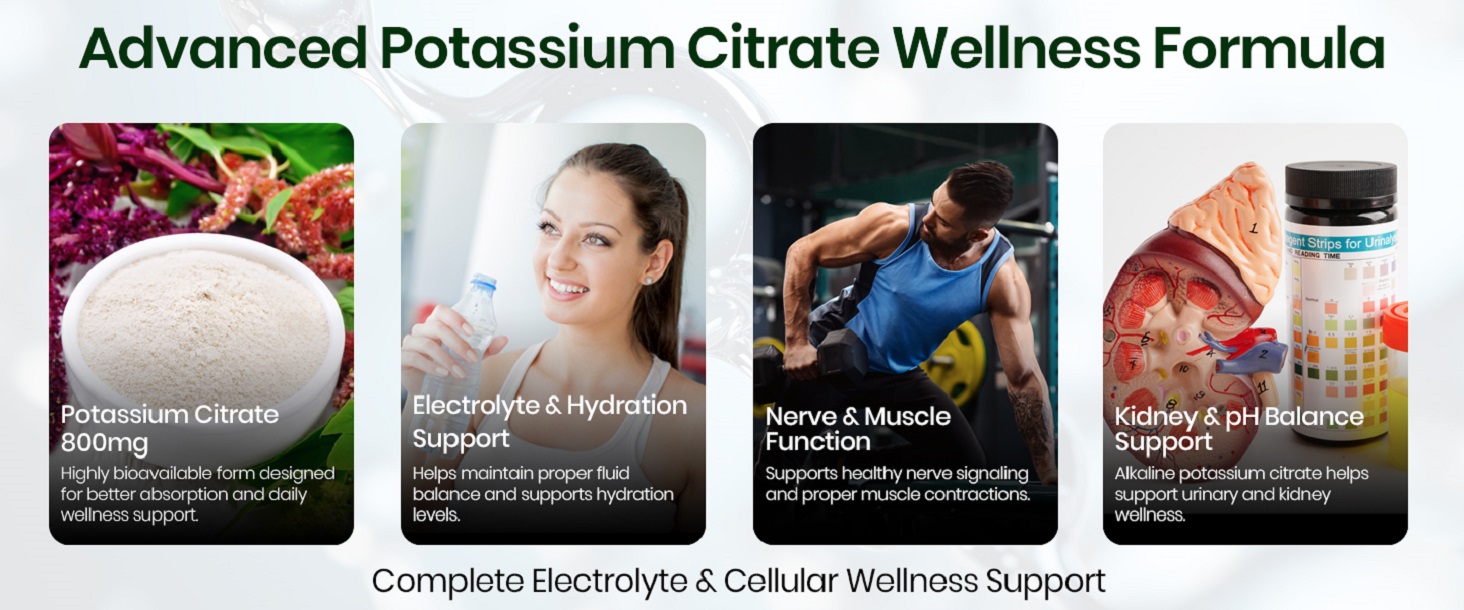 Vlado's Himalayan Organics Potassium Citrate 800mg Supplement | Promotes Nerve, Muscle, Joint & Bone Health | Supports Kidney Function & PH Balance | Boosts Electrolyte Levels for Hydration & Overall Wellness