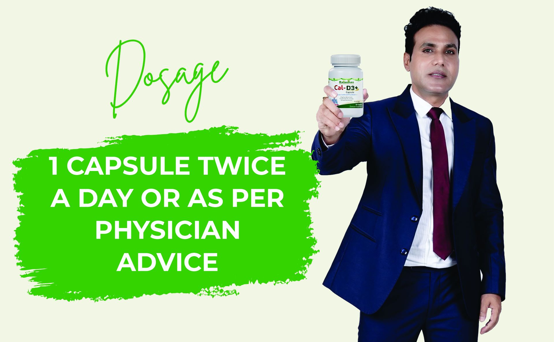 Cal-D3+ Capsules by Rajasthan Aushdhalaya | Calcium Supplement | Essential for Strong & Healthy bones | 30 Capsules