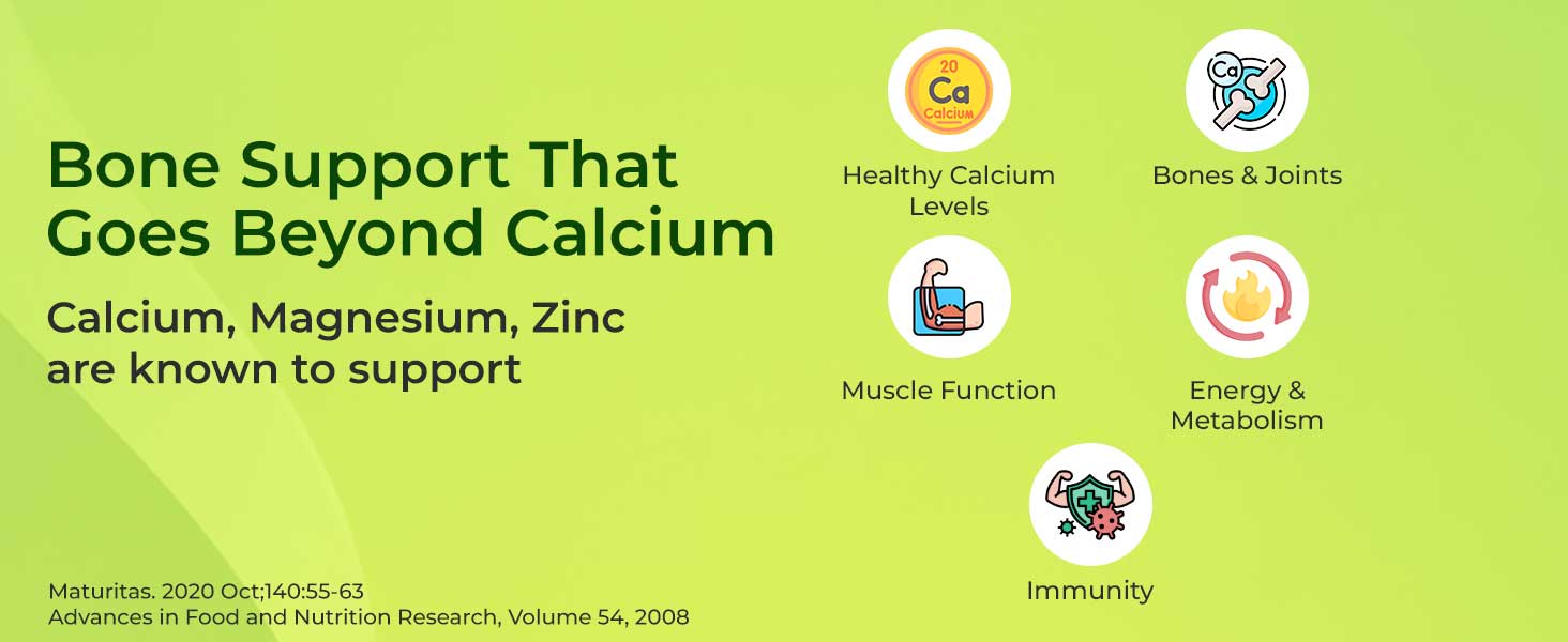 INLIFE Calcium Magnesium Zinc D2 B12 K2 MK7, Bone & Joint, 120 Tablets