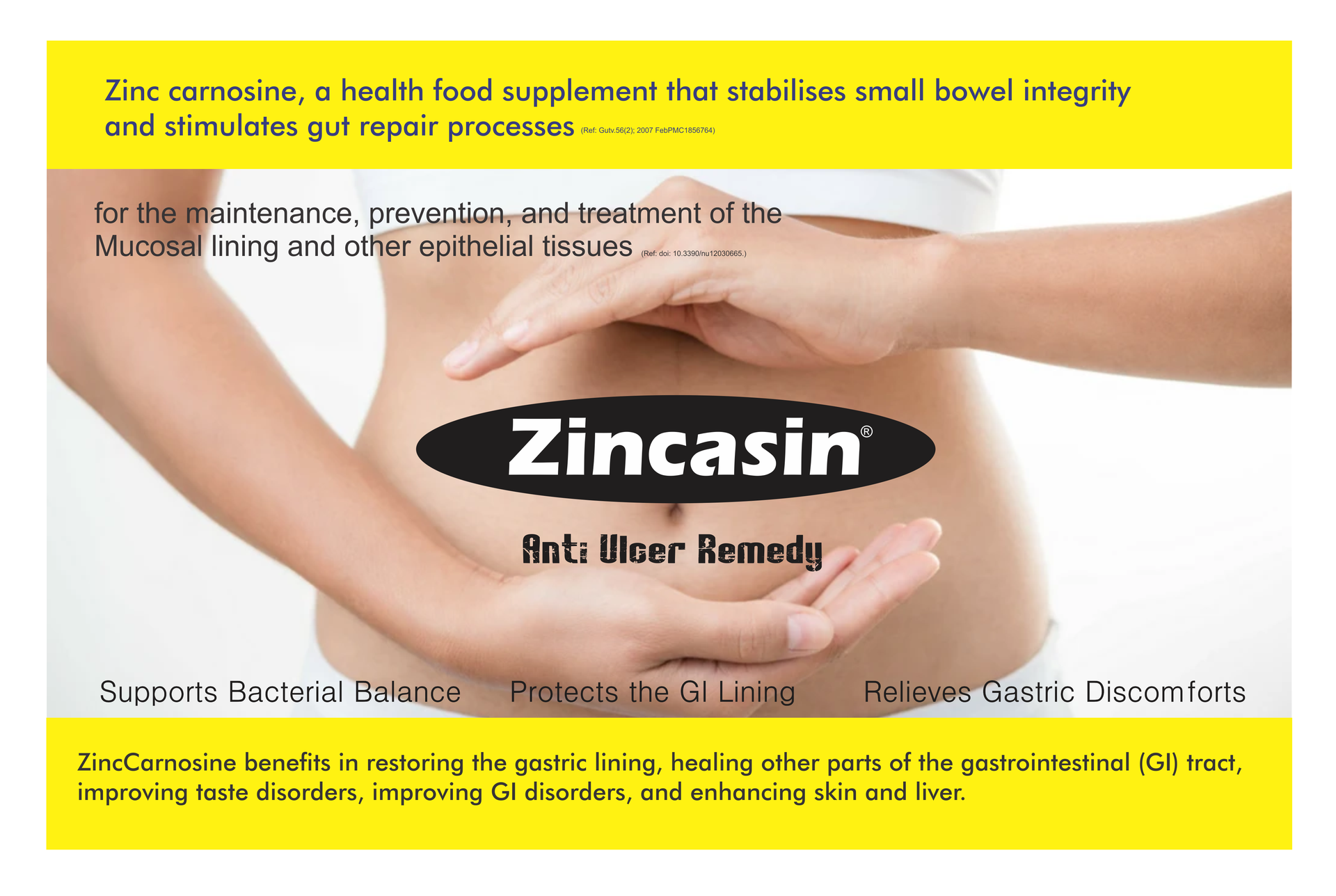 Zincasin (LeeWell) Chewable Zinc Carnosine | Leaky gut repair supplement | Strengthen Digestive system, stomach immunity, Taste buds function, Neurotransmitter Support | Healthy IBS, IBD, Gastric Ulcer Support - 60 sugar-free