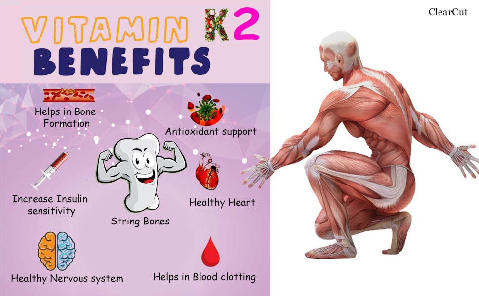 ClearCut Vitamin D3 K2 B12 Calcium tablet Joints bones Boosting Immunity supplement for men women 120