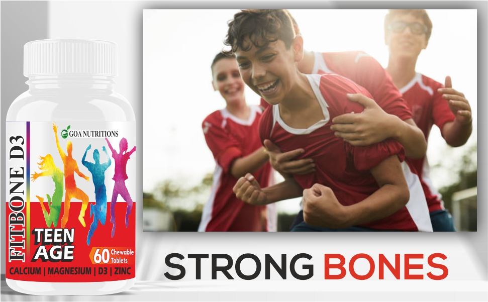 calcium and vitamin-d3 tablets for kids - magnesium & zinc supplements multivitamin for kid strong bones, immunity, height-120 chewable bone vitamins tablets 10-16 years