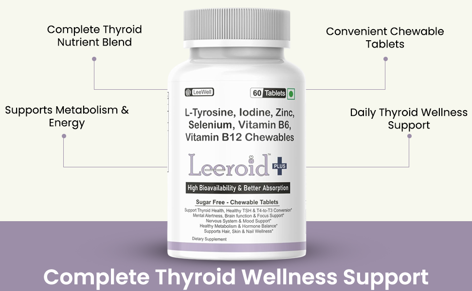 Plus by LeeWell Thyroid Support Supplement, 60 Chewable Tablets
