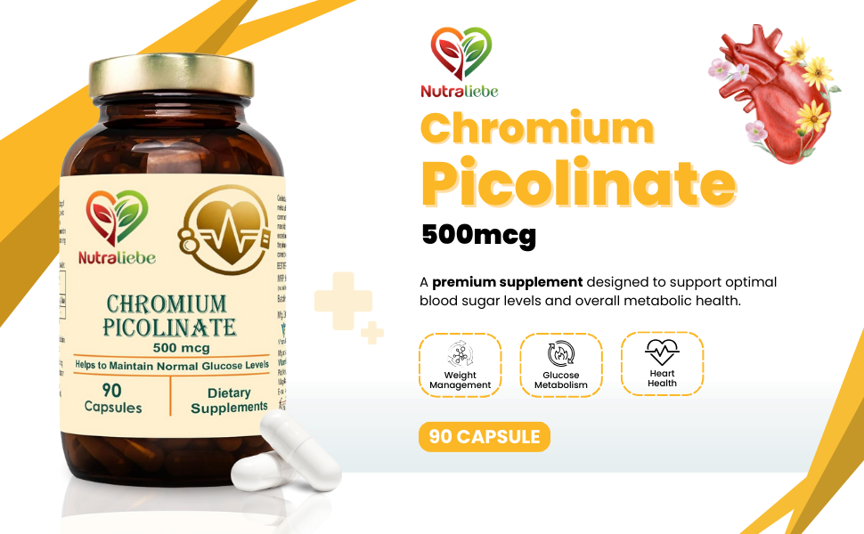 Chromium Picolinate 400mcg- Optimal Blood Sugar Support, 90 Capsules