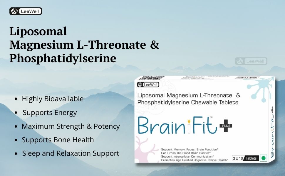 Plus (LeeWell) Liposomal Magnesium L-Threonate & Phosphatidylserine 2000mg Magnesium L-Threonate per Serving, 100mg Phosphatidylserine per Serving, Sunflower Lecithin- 30 chewable tablets