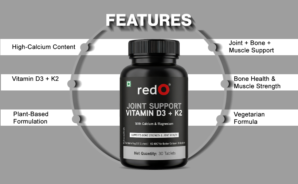redO Joint Support Calcium 500mg D3 600 IU K2 30 Tablets
