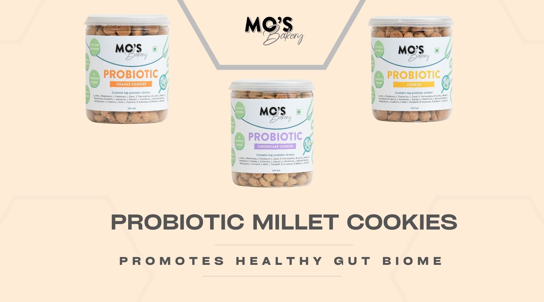 Mo's Probiotic Cookies, 200 G | Lemon Crinkle Cookies | Probiotic Supplement With 13 Billion CFU | 33 Probiotic Strains | Improve Digestion & Gut Health | Probiotics for Women | Snack Supplement