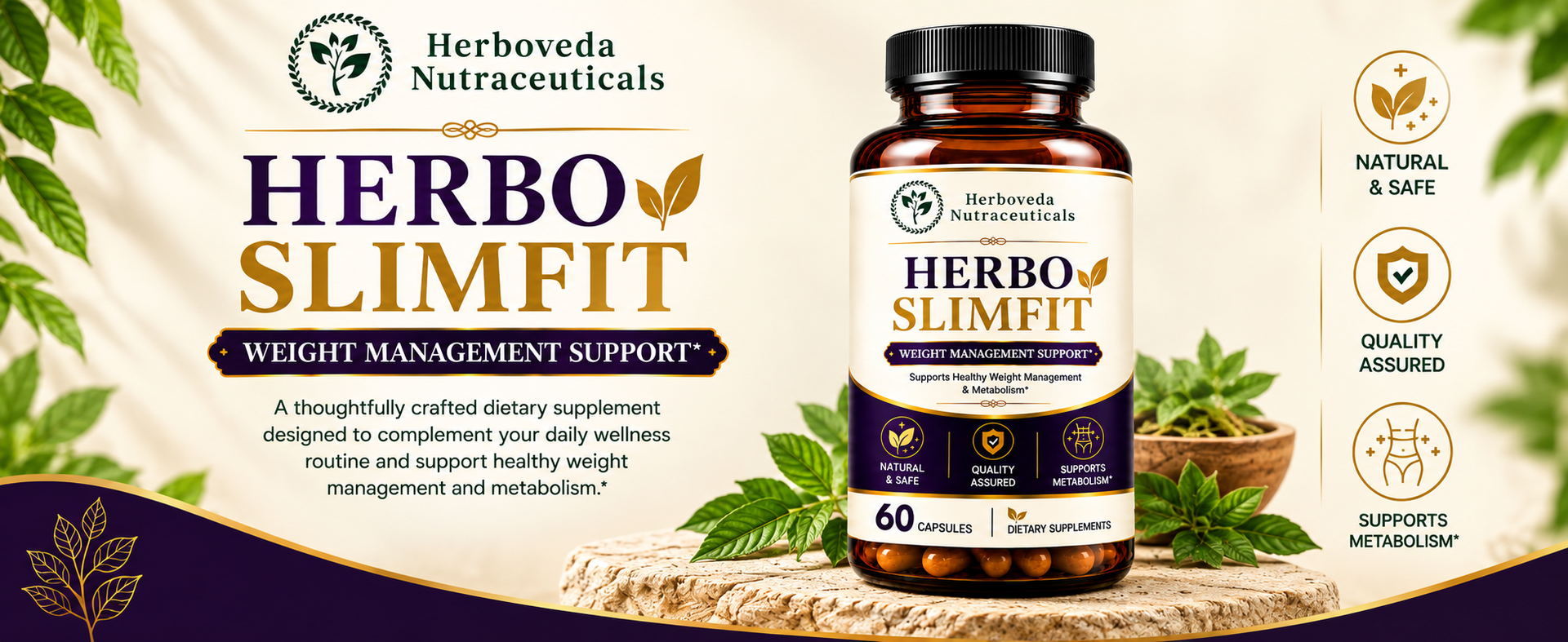 Herbo Slimfit 60 Capsules | Weight Loss Supplement for Women & Men With Green Tea , Black Pepper , Vrikshamla , Guggulu , Haritaki , Ginger , Fenugreek | Metabolism Booster, Fat Burner Weight Loss Supplement for Fat Burn