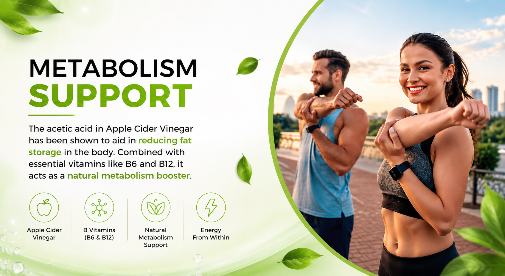 Apple Cider Vinegar (ACV) Effervescent Tablets for Weight Loss | 4-in-1 Formula with Garcinia, L-Carnitine, Vitamin B12 & Piperine | Sugar Free, Green Apple Flavour | 60 Effervescent Tablets (1 Month Pack)
