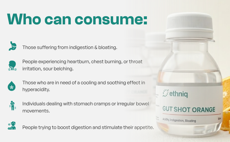 Ethniq Gut Shots | Clinically Proven Herbal Digestive Shots |Instant Relief from Acidity, Bloating, Gas, Constipation|Pudina, Ajwain, Saunf & Jeera | 4 Flavours | Travel-Friendly Pack of 12 | Ease on the go | 50ml Each