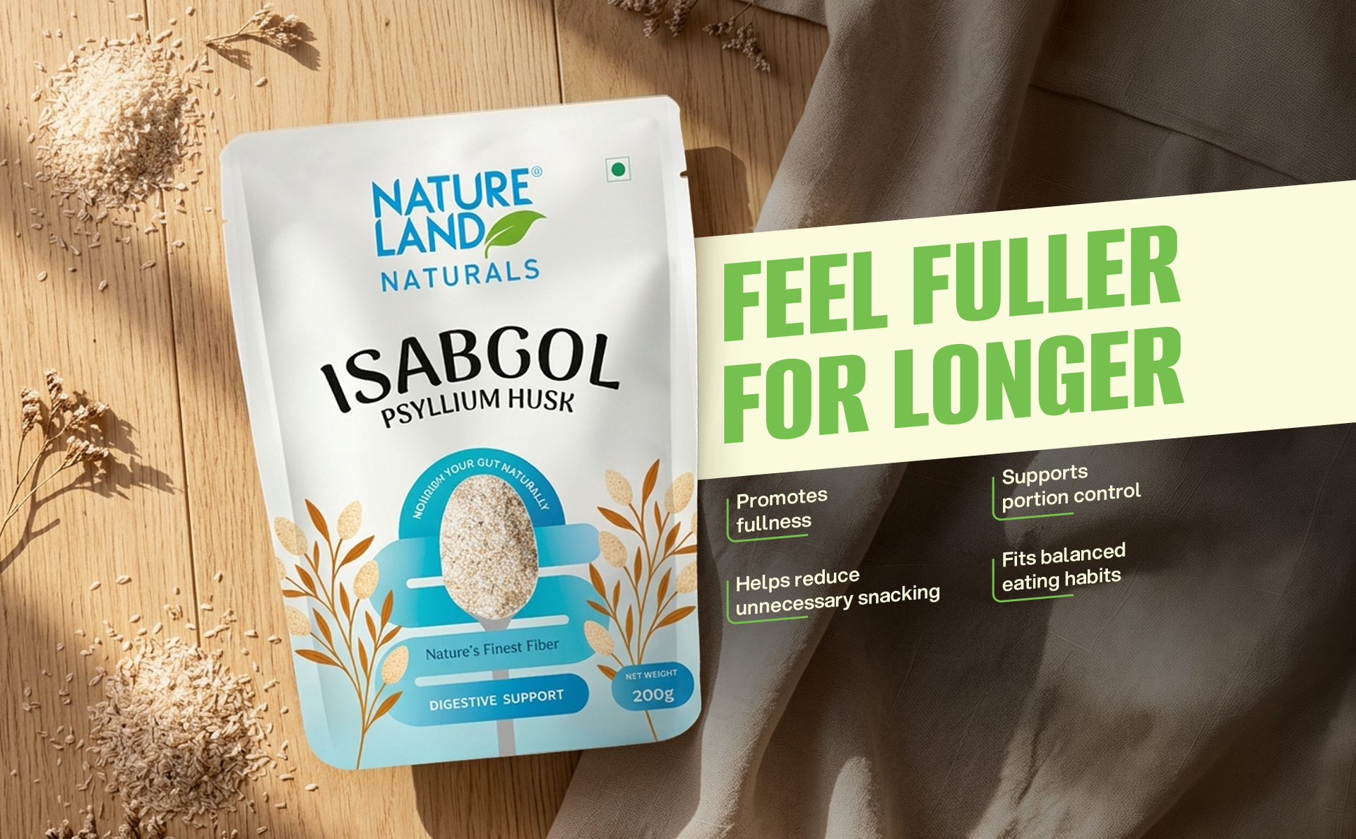 Natureland Naturals Psyllium Husk (Isabgol) 100 Gram