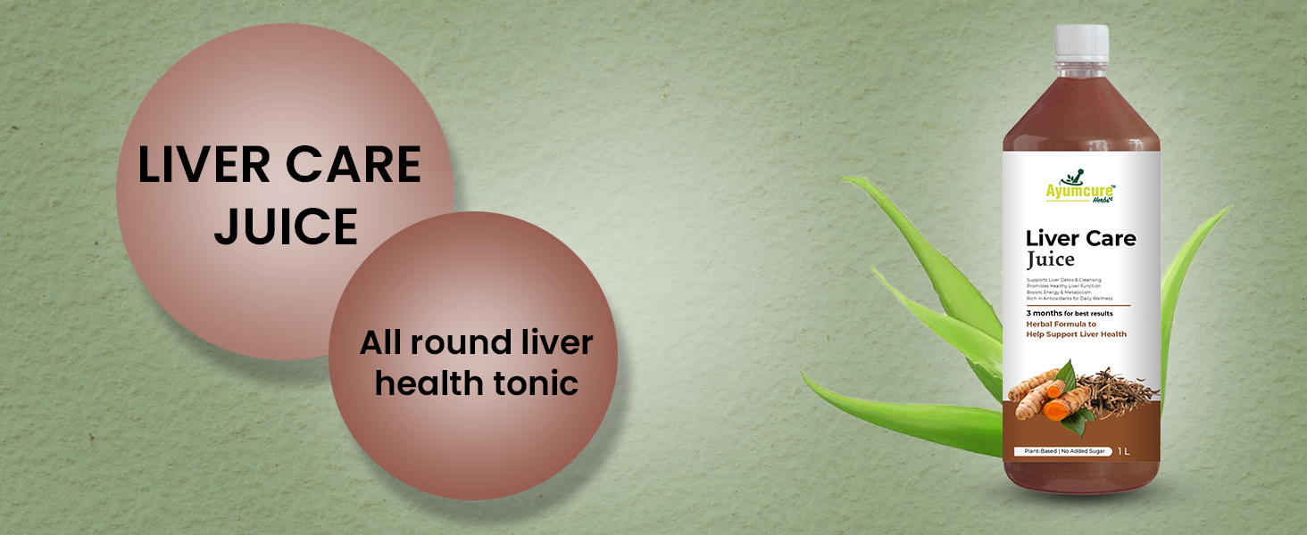 Ayumcure Liver Care Juice | Ayurvedic Liver Support Formula with Aloe Vera, Bhui Amla, Kalmegh, Turmeric, Kasni, Punarnava & Traditional Herbs | Natural Antioxidant Support | Plant-Based Herbal Wellness Drink for Men & Women | 1L